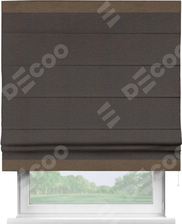 Римская штора «Кортин» с кантом Горизонт, для проема, ткань лён димаут, венге