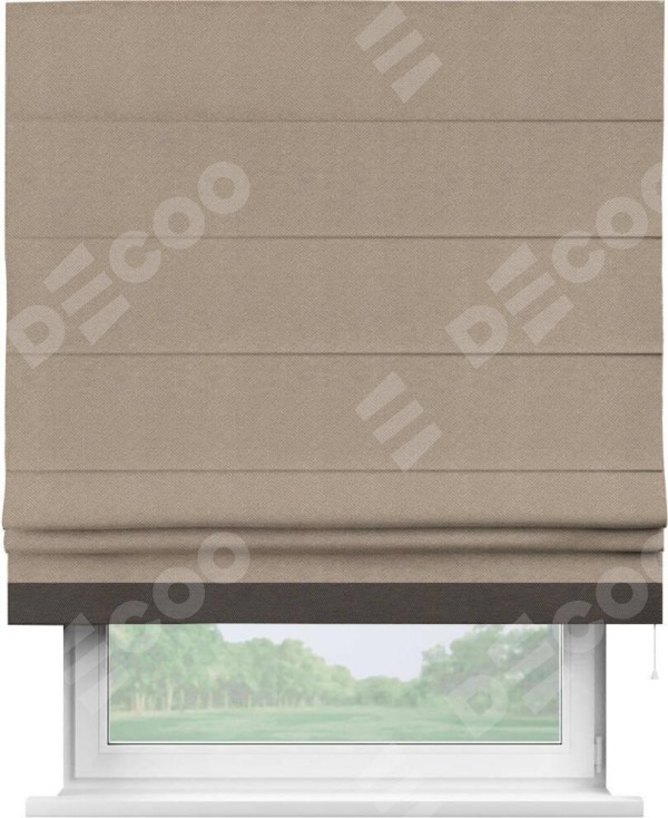 Римская штора «Кортин» с кантом Джестер, для проема, ткань лён димаут, светло-бежевый