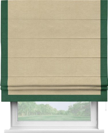 Римская штора «Кортин» с кантом Виктория, для проема, ткань вельвет бежевый