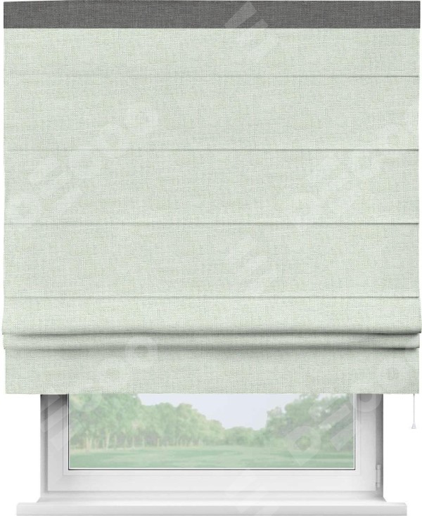 Римская штора «Кортин» для проёма, лён топлёное молоко, с кантом Кинг