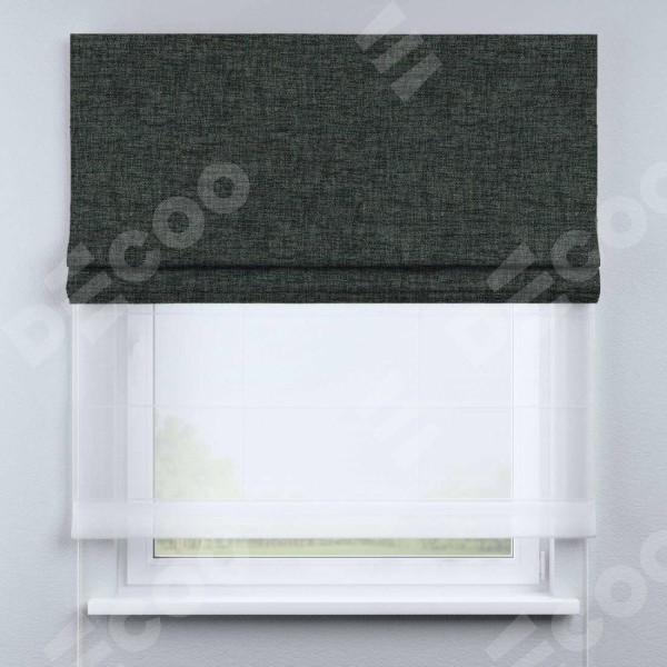 Римская штора «Кортин» день-ночь, ткань рогожка димаут, графит