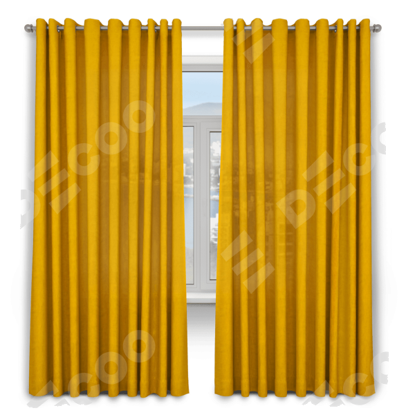 Шторы на люверсах ткань вельвет желтый