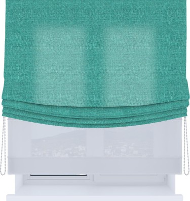 Римская штора «Кортин», день-ночь с мягкими складками, лён изумрудный