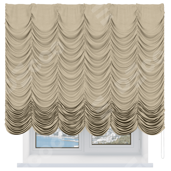 Французская штора «Кортин», вельвет бежевый
