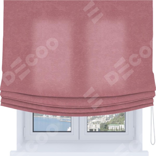Римская штора Soft с мягкими складками, ткань софт однотонный розовый