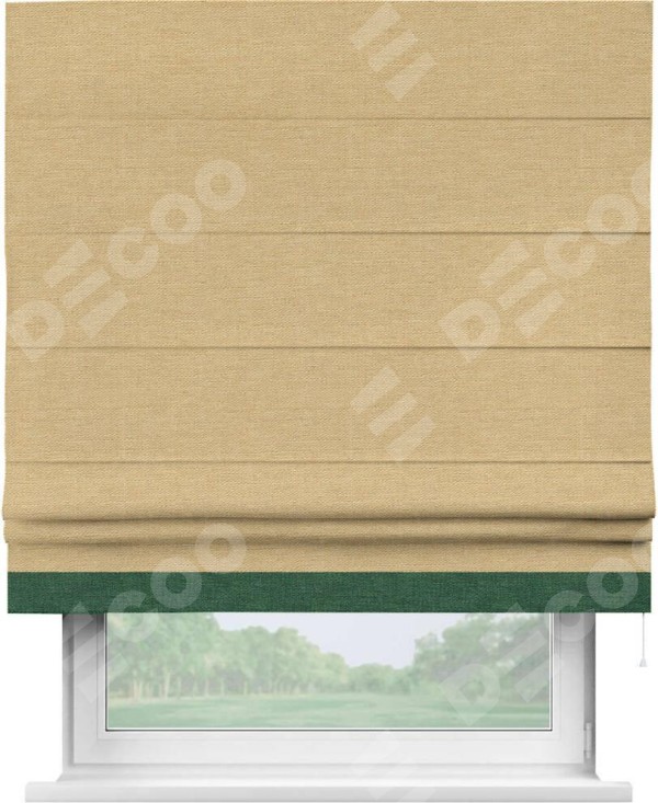 Римская штора «Кортин» с кантом Джестер, для проема, ткань лён темно-бежевый