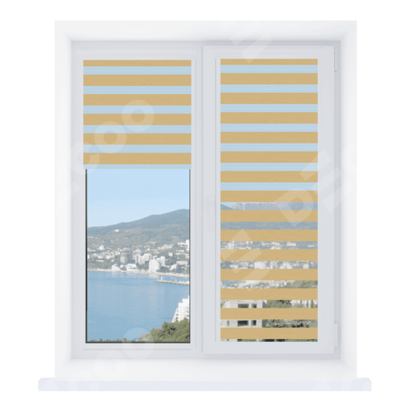 Рулонная штора День-ночь Уни 2 Wood бежевый, размеры от 20 до 120 см