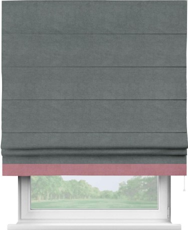 Римская штора «Кортин» с кантом Джестер, для проема, ткань вельвет серый