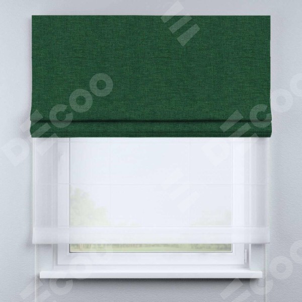 Римская штора «Кортин» двойная,  лён серо-зёленый