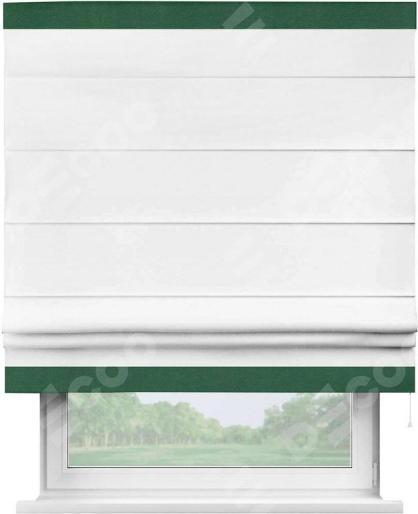 Римская штора «Кортин» с кантом Горизонт, для проема, ткань вельвет белый