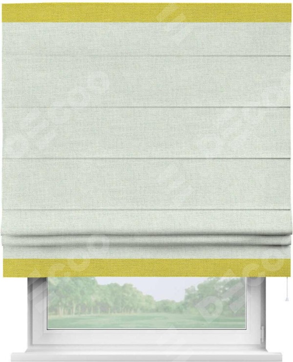 Римская штора «Кортин» для проёма, лён топлёное молоко, с кантом Горизонт