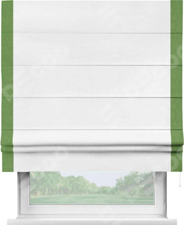 Римская штора «Кортин» с кантом Стрим Дуо, для проема, ткань вельвет дымчато-белый