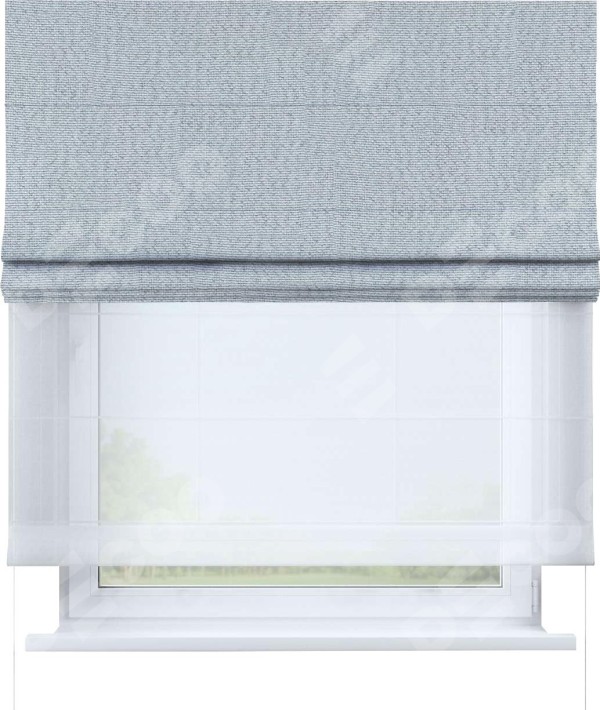 Римская штора двойная «Кортин» день-ночь, ткань лён димаут, цвет серый