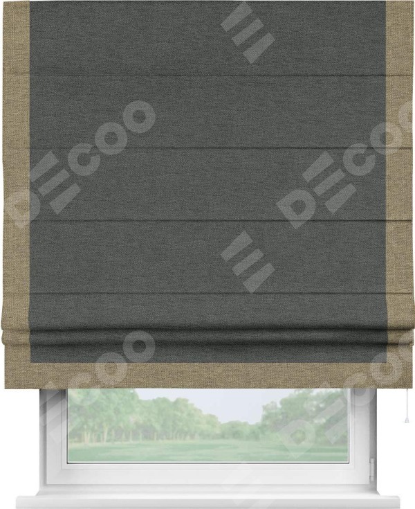 Римская штора «Кортин» с кантом Виктория, для проема, ткань стиф димаут графит