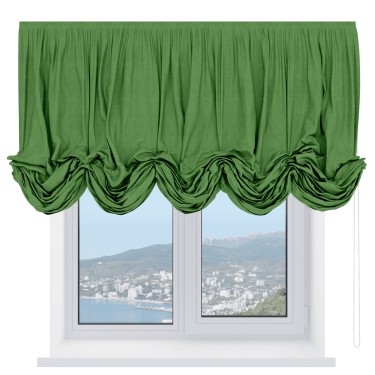 Австрийская штора «Кортин», вельвет салатовый