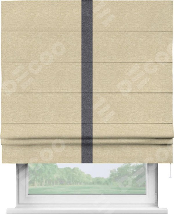 Римская штора «Кортин» с кантом Хайвэй, для проема, ткань софт однотонный светло-бежевый