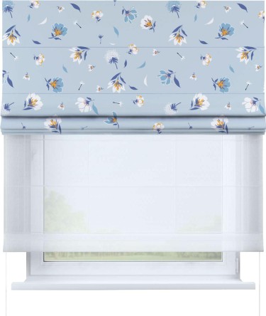 Римская штора «Кортин» день-ночь «Голубые цветы»