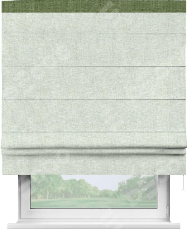 Римская штора «Кортин» для проёма, лён топлёное молоко, с кантом Кинг