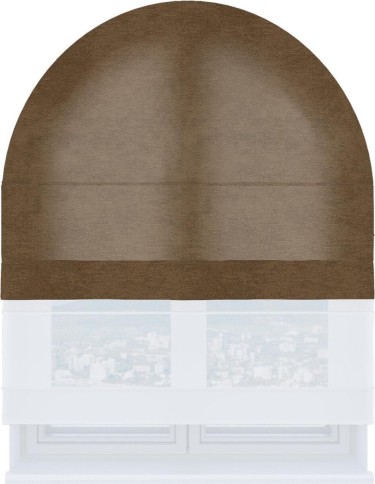 Римская штора «Кортин» день-ночь для арочного проёма, ткань софт однотонный бронзовый