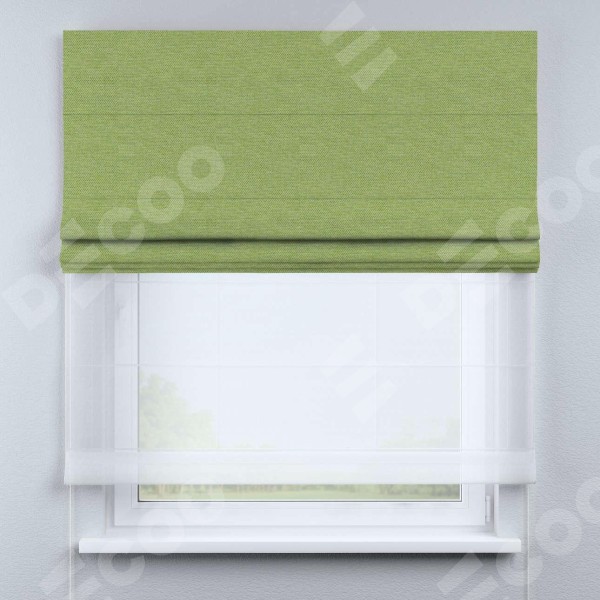 Римская штора «Кортин» день-ночь, ткань лён димаут, салатовый