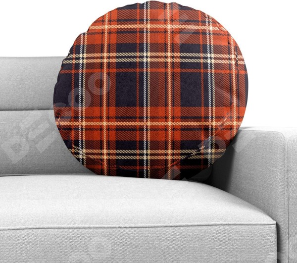 Подушка круглая Cortin «Сине-оранжевая клетка»