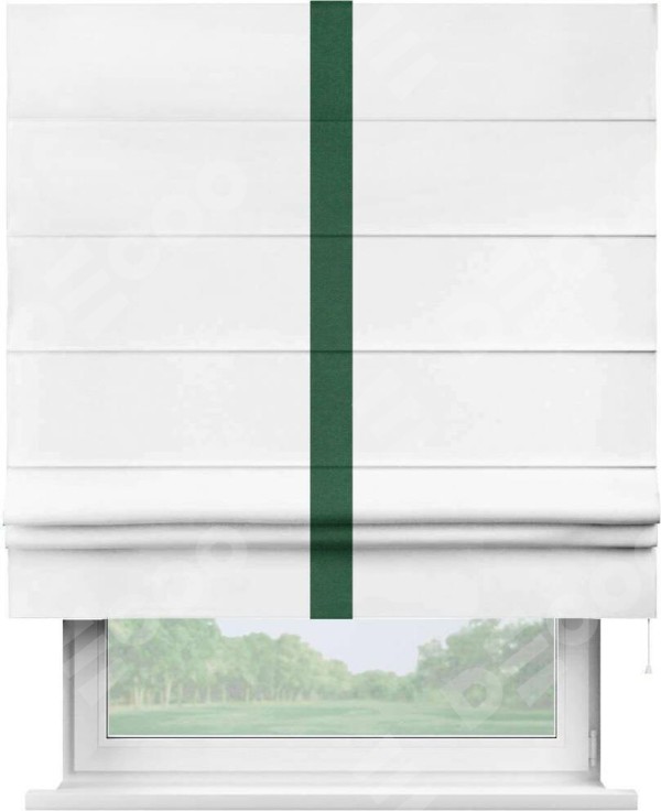 Римская штора «Кортин» с кантом Хайвэй, для проема, ткань вельвет белоснежный