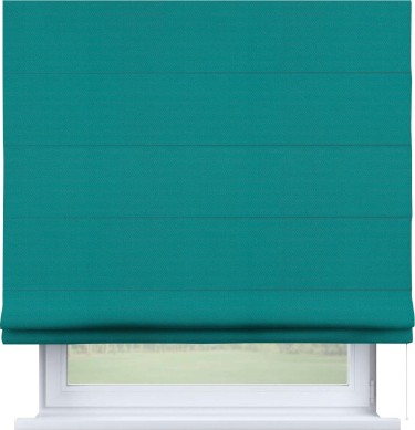 Римская штора «Кортин» для проема, ткань блэкаут однотонный, бирюзовый
