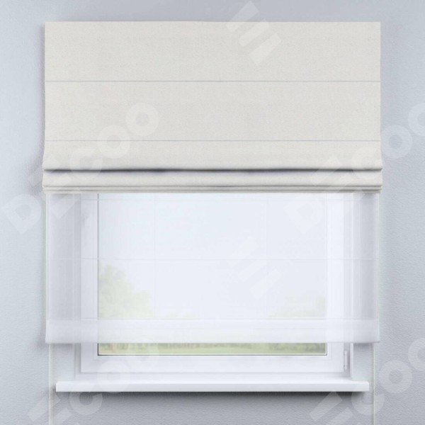 Римская штора «Кортин» день-ночь, ткань блэкаут с блеском светло-серый