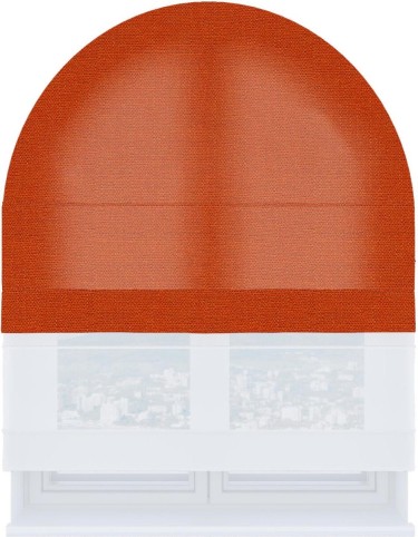 Римская штора «Кортин» день-ночь для арочного проёма, ткань лён терракотовый