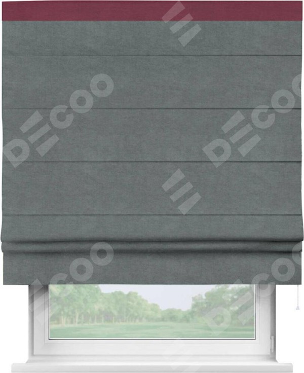 Римская штора «Кортин» с кантом Кинг, для проема, ткань вельвет серый