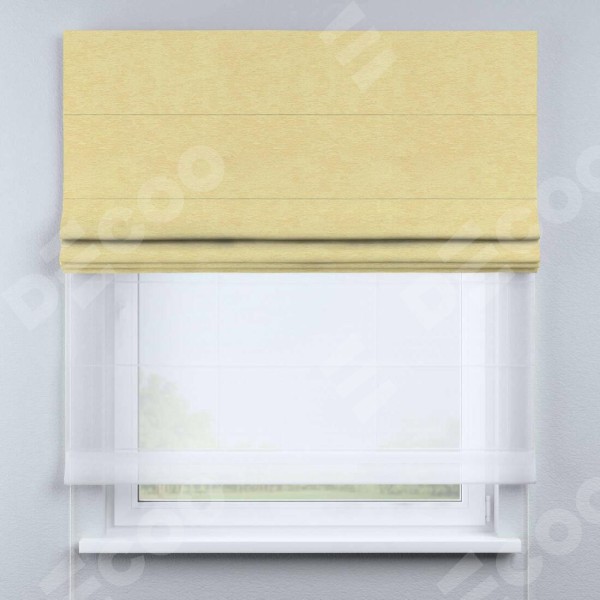 Римская штора «Кортин» день-ночь, ткань софт однотонный золотой