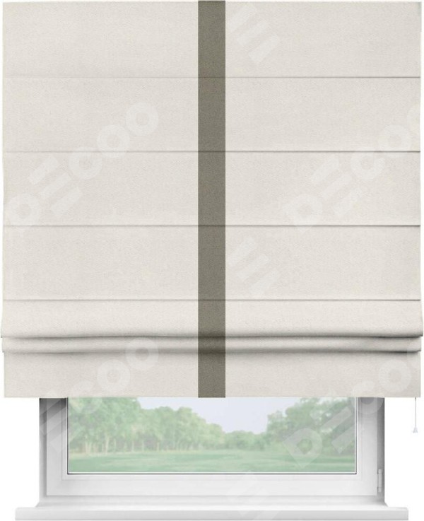 Римская штора «Кортин» с кантом Хайвэй, для проема, ткань блэкаут с блеском светло-серый