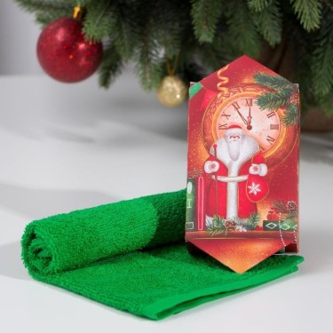 Полотенце махровое "Новый год" 30х30 см, 100 хл 340г/м2
