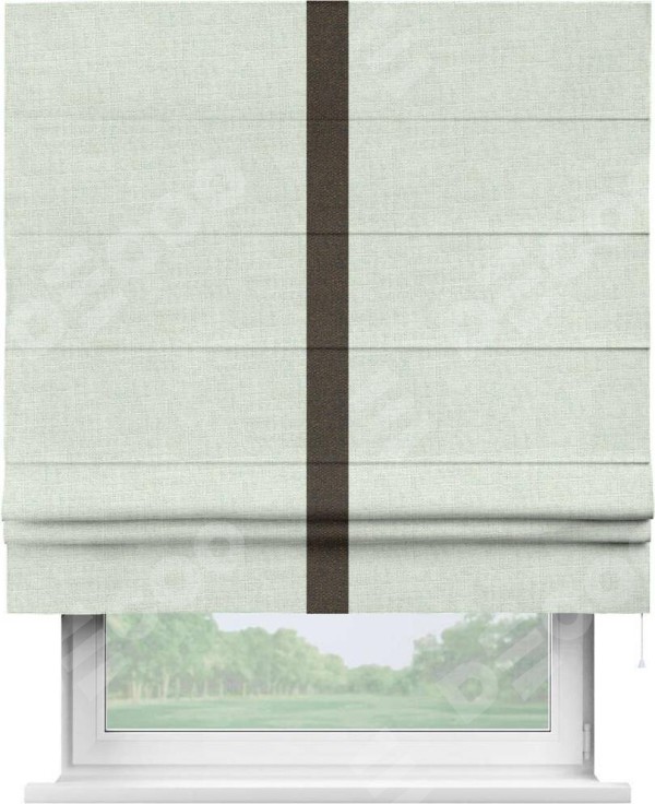 Римская штора «Кортин» для проёма, лён топлёное молоко, с кантом Хайвэй