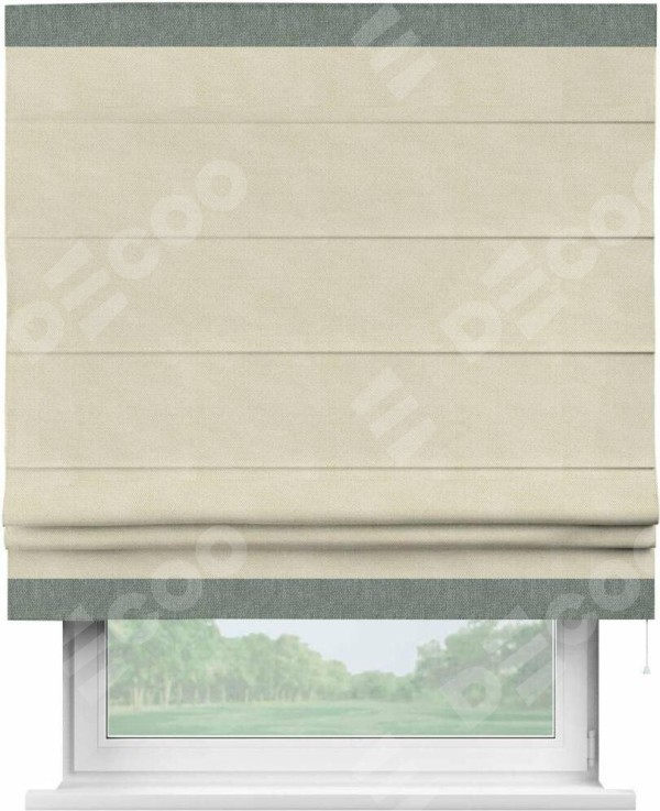 Римская штора «Кортин» с кантом Горизонт, для проема, ткань лён димаут, бежевый