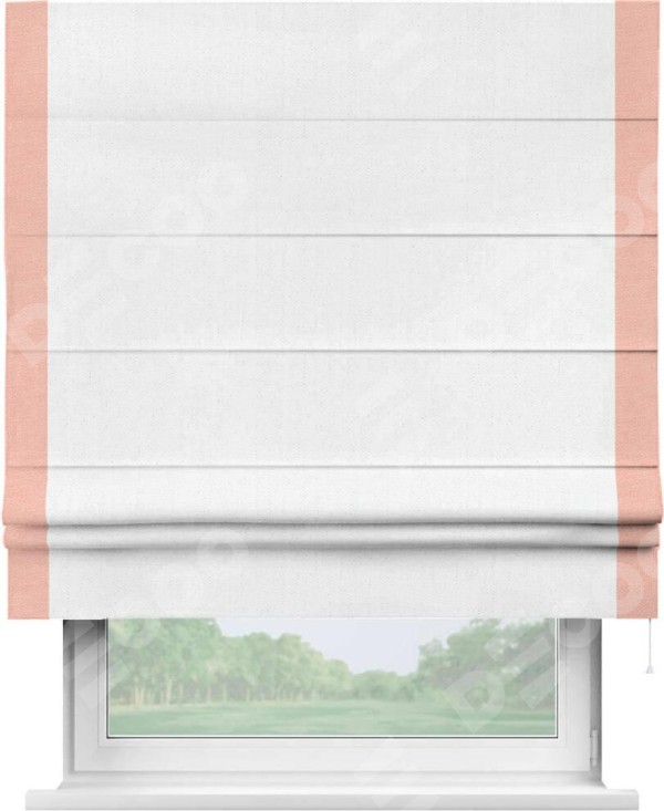 Римская штора «Кортин» с кантом Стрим Дуо, для проема, лён белоснежный