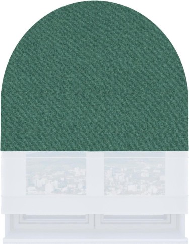 Римская штора «Кортин» день-ночь для арочного проёма, лён блэкаут бирюзовый