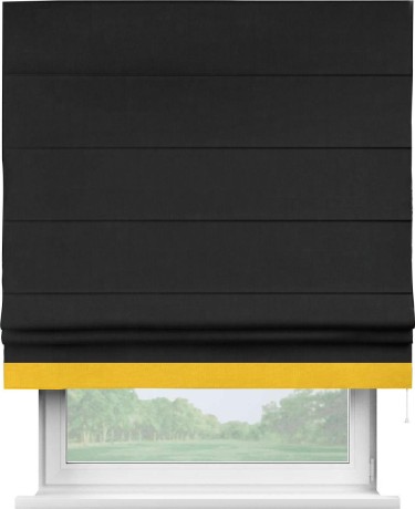 Римская штора «Кортин» для проема, канвас черный, с кантом Джестер