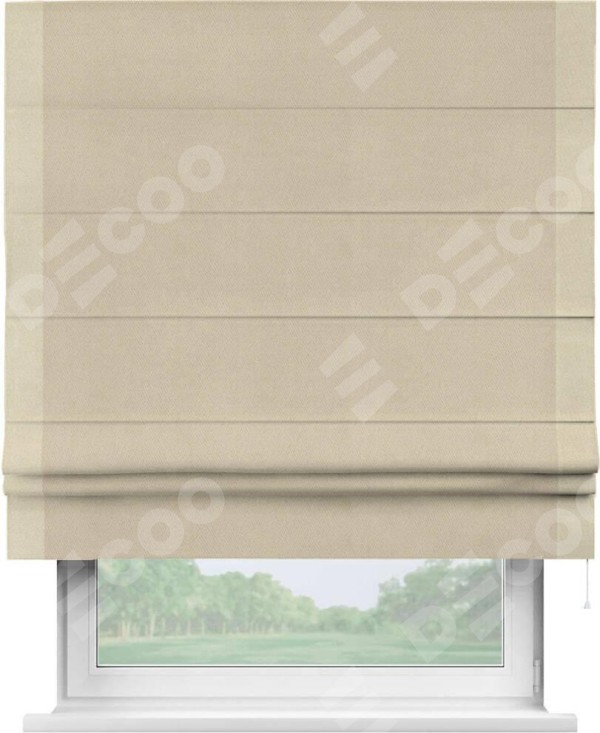 Римская штора «Кортин» с кантом Стрим Дуо, для проема, ткань блэкаут однотонный кофейно-бежевый