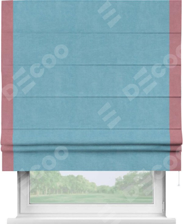 Римская штора «Кортин» с кантом Стрим Дуо, для проема, ткань вельвет ментоловый