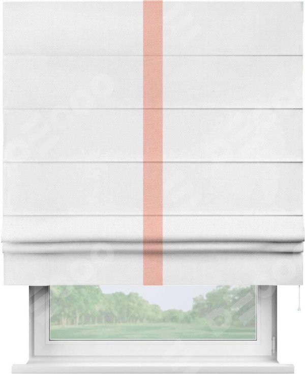 Римская штора «Кортин» с кантом Хайвэй, для проема, ткань лён белый