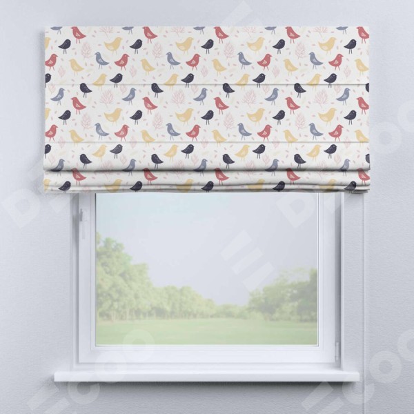 Римская штора «Кортин» для проема «Цветные птички»