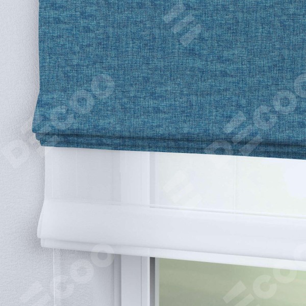 Римская штора «Кортин», рогожка димаут лазурно-синий, день-ночь