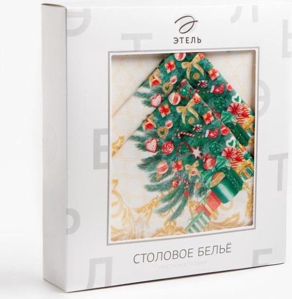 Скатерть "Этель" Golden Christmas  d=215 +/- 2см с ГМВО, 100%хл, саржа 190 гр/м2