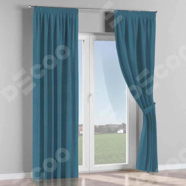 Комплект готовых штор «Cortin» лён блэкаут синий на тесьме «Карандаш»