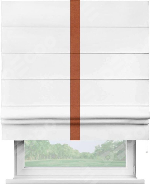 Римская штора «Кортин» с кантом Хайвэй, для проема, ткань вельвет белоснежный