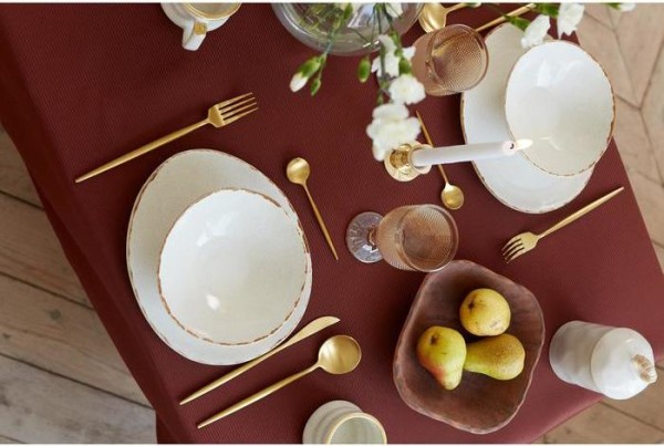 Скатерть "Этель" Lines 150*110 +/-3см, цв.шоколад, пл. 192 г/м2, хл с ВГМО