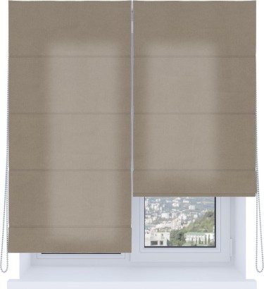 Римская штора «Кортин», система «Комфорт», вельвет кофейный
