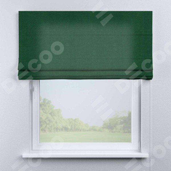 Римская штора «Кортин» для проема, ткань вельвет зелёный