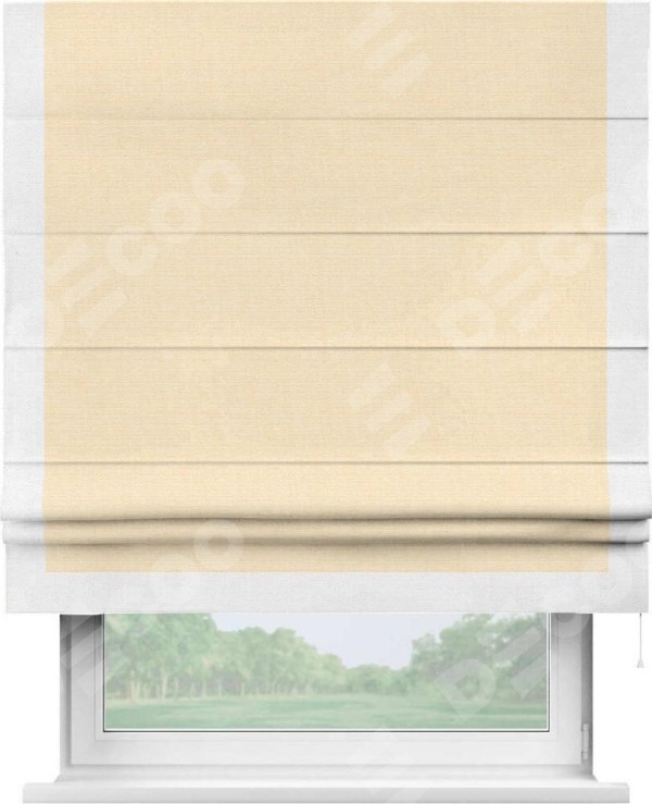 Римская штора «Кортин» с кантом Виктория, для проема, лён, цвет бежевый